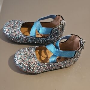 Glittery Kids Shoes with Blue Straps